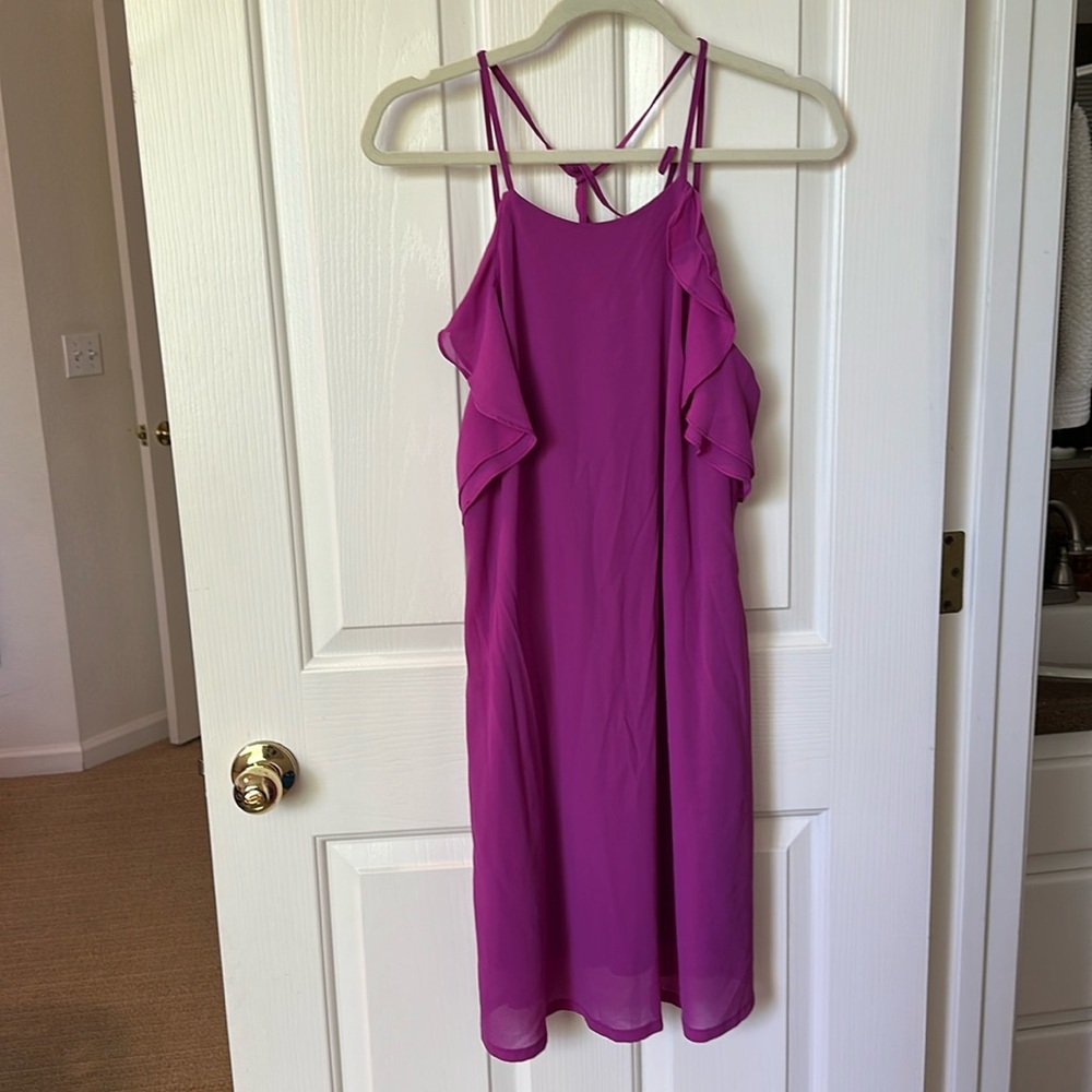 Halter Neckline Fuscia Wedding Guest Dress